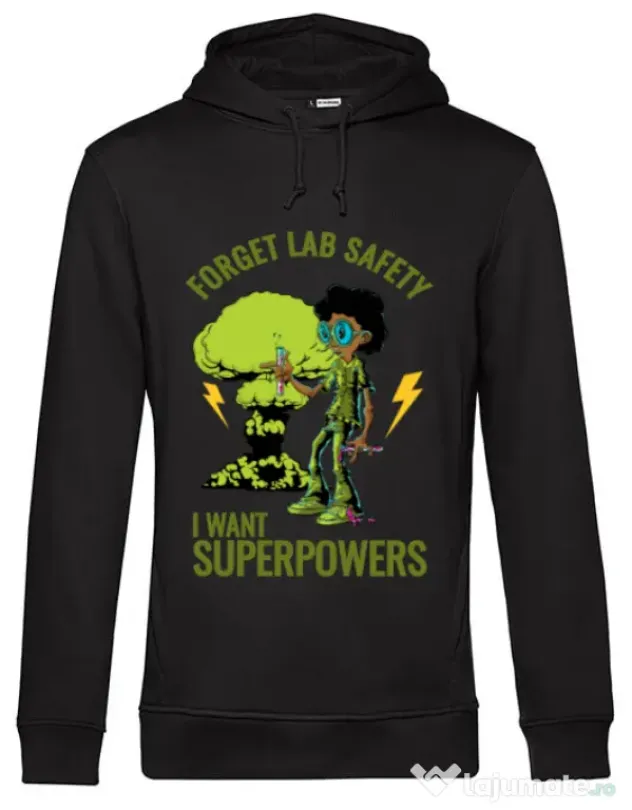 Hoodie barbat cu gluga I want superpowers Negru