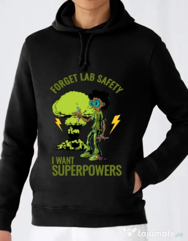 Hoodie barbat cu gluga I want superpowers Negru