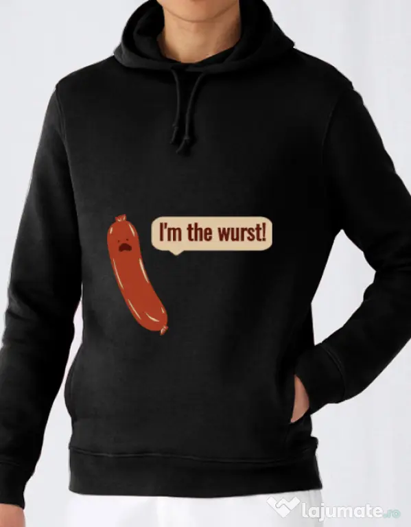 Hoodie barbat cu gluga I’m the wurst Negru