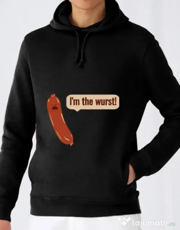 Hoodie barbat cu gluga I’m the wurst Negru