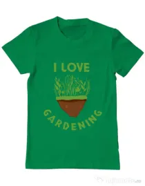 Tricou ADLER barbat I love gardening Verde mediu