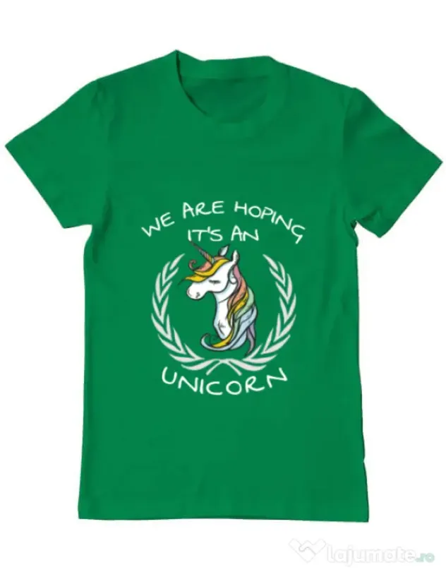 Tricou ADLER barbat Hoping for an unicorn Verde mediu