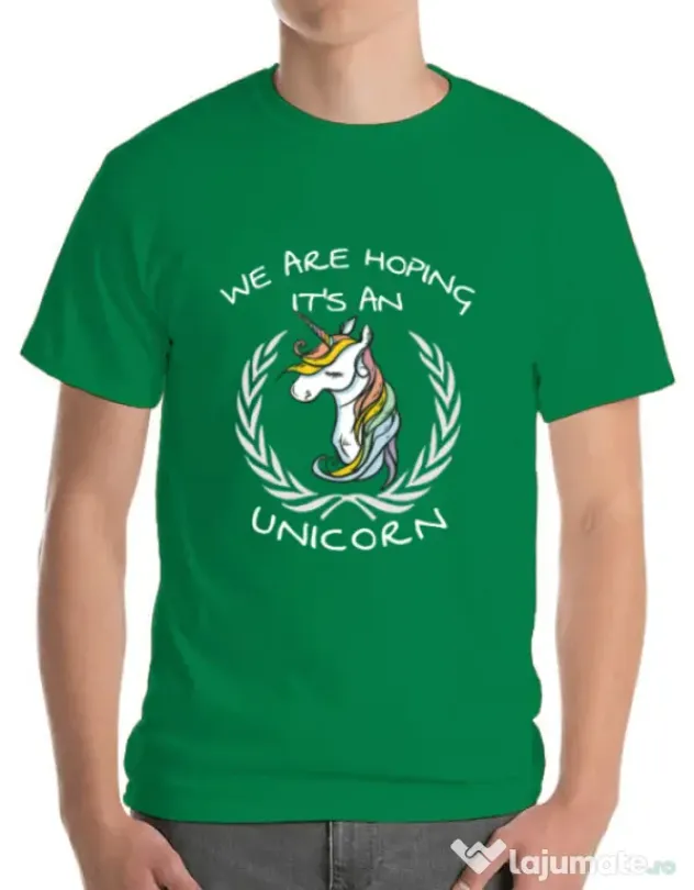 Tricou ADLER barbat Hoping for an unicorn Verde mediu