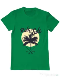 Tricou ADLER barbat Ride the tide Verde mediu