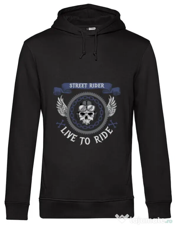 Hoodie barbat cu gluga Street rider Negru