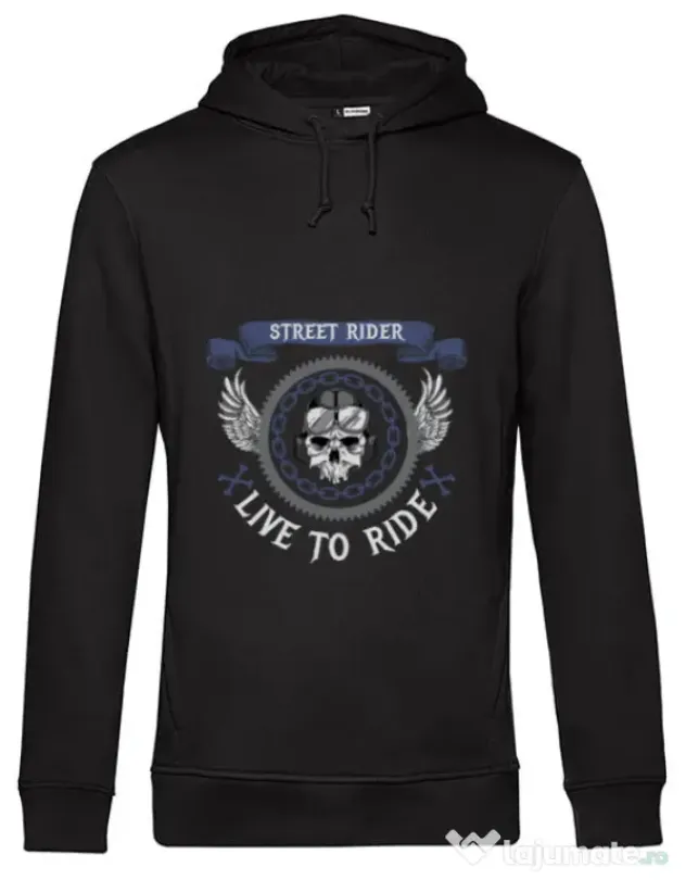 Hoodie barbat cu gluga Street rider Negru
