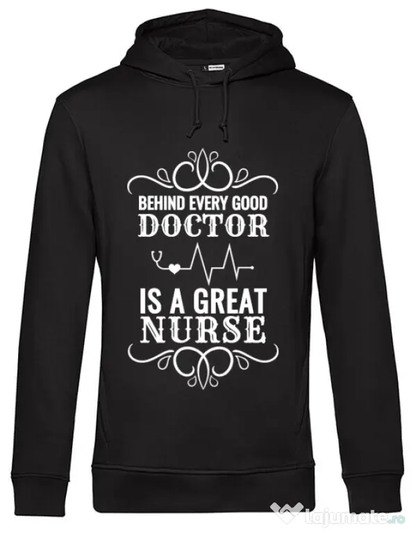 Hoodie barbat cu gluga Great nurse Negru