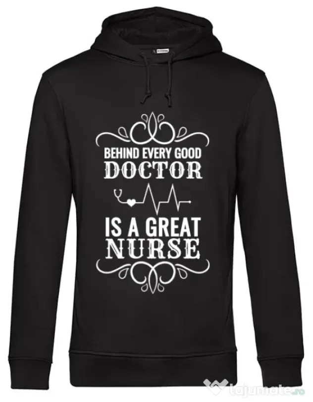 Hoodie barbat cu gluga Great nurse Negru