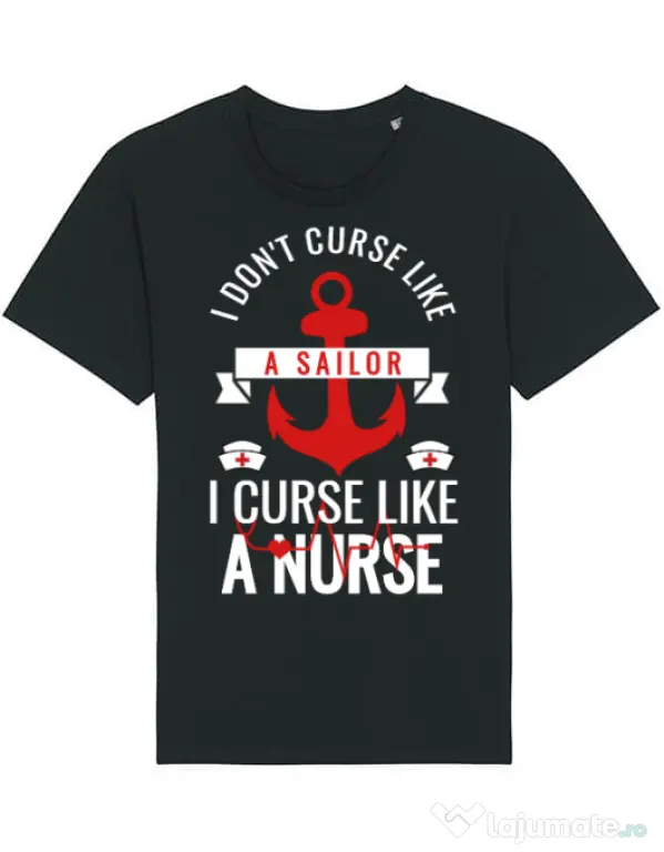 Tricou STANLEY STELLA barbat Curse like a nurse Negru