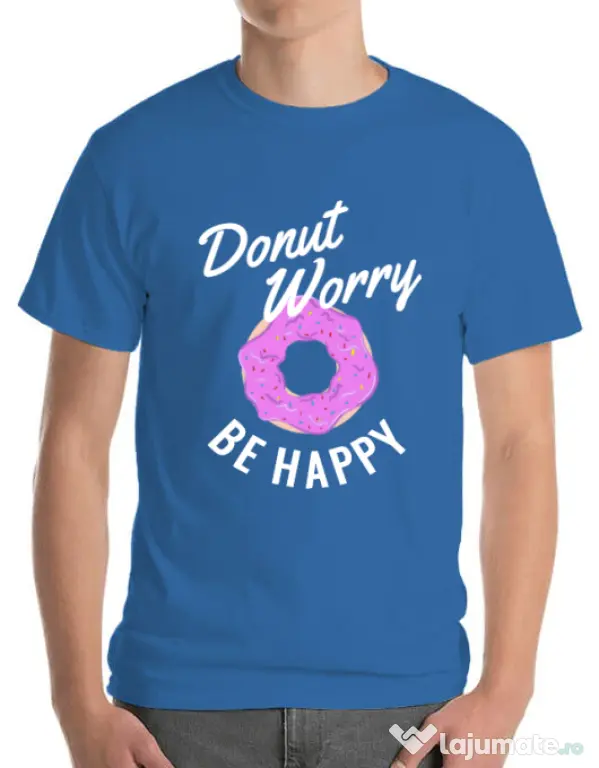 Tricou ADLER barbat Be happy Albastru azuriu