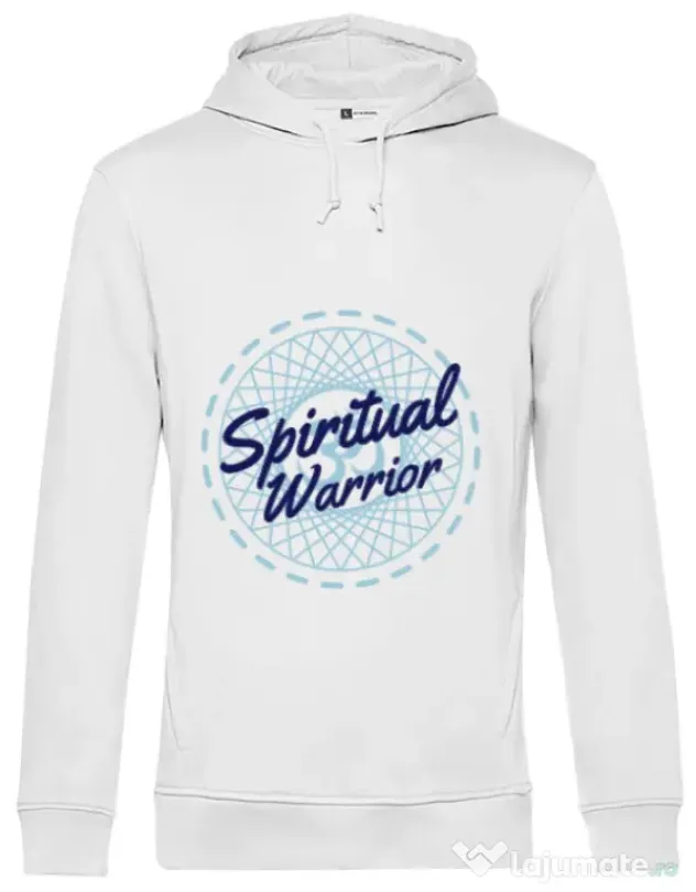 Hoodie barbat cu gluga Spiritual warrior Alb