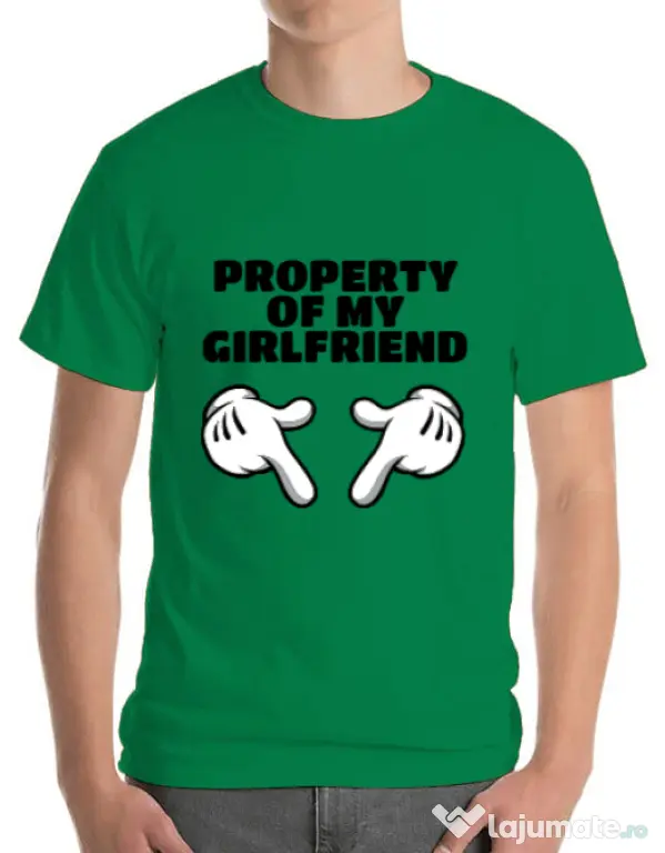 Tricou ADLER barbat Property of my girlfriend Verde mediu