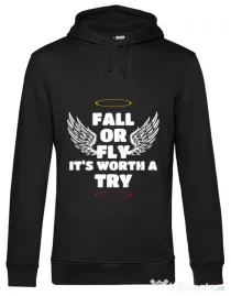 Hoodie barbat cu gluga Fall or fly Negru