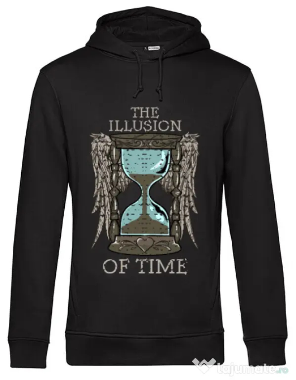 Hoodie barbat cu gluga The illusion of time Negru