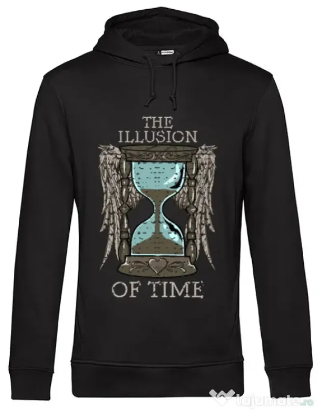 Hoodie barbat cu gluga The illusion of time Negru