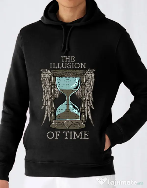 Hoodie barbat cu gluga The illusion of time Negru