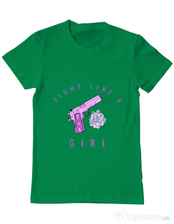 Tricou ADLER barbat Fight like a girl Verde mediu