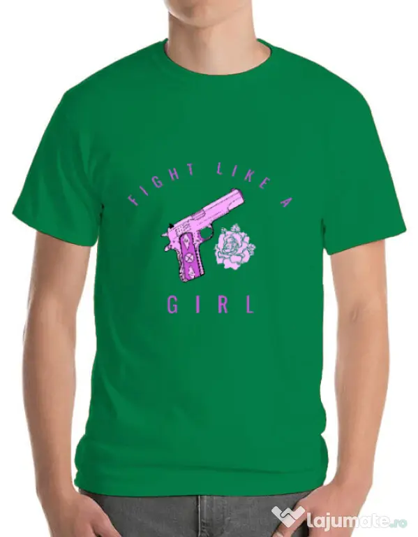 Tricou ADLER barbat Fight like a girl Verde mediu