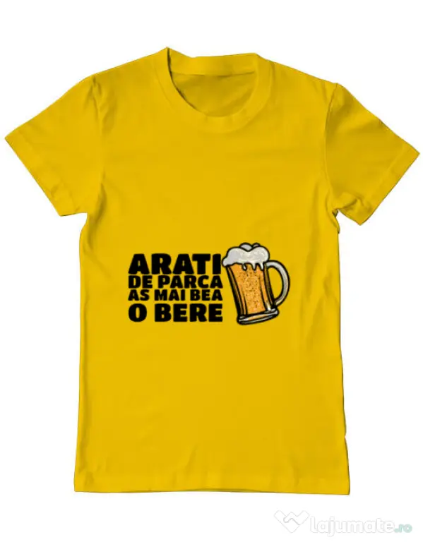 Tricou ADLER barbat As mai bea o bere Galben
