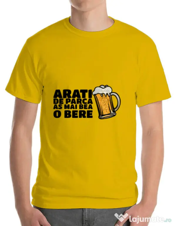 Tricou ADLER barbat As mai bea o bere Galben