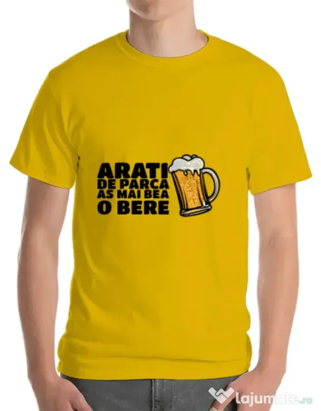 Tricou ADLER barbat As mai bea o bere Galben