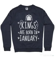 Bluza ADLER barbat Kings are born in january Denim inchis