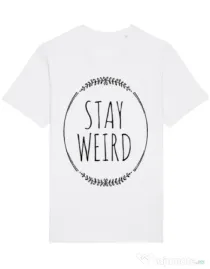 Tricou STANLEY STELLA barbat Stay weird Alb