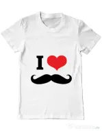 Tricou ADLER barbat I love moustaches Alb