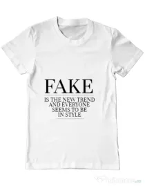 Tricou ADLER barbat Fake is the new trend Alb