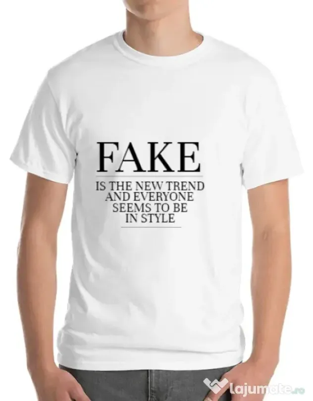 Tricou ADLER barbat Fake is the new trend Alb