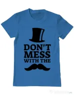 Tricou ADLER barbat Do not mess with the moustache Albastru azuriu