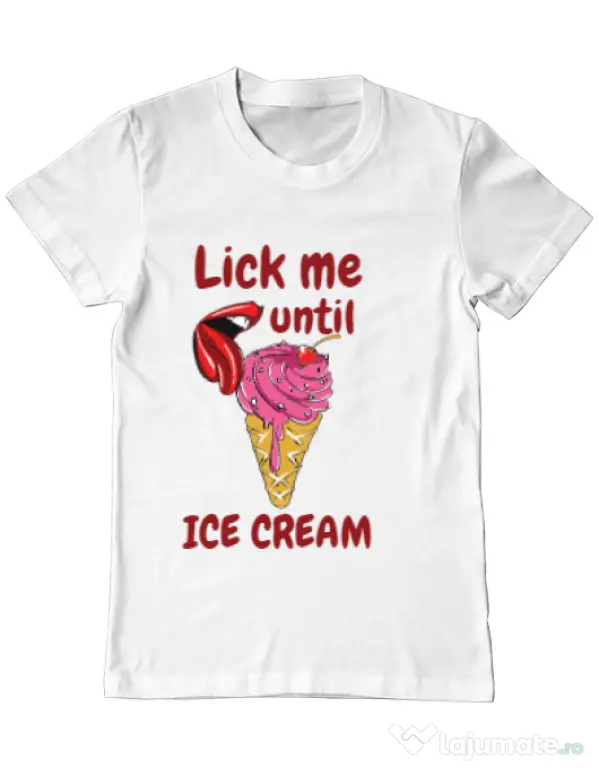 Tricou ADLER barbat Lick me until ice cream Alb