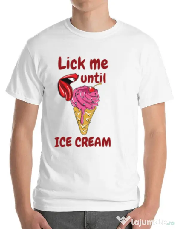 Tricou ADLER barbat Lick me until ice cream Alb