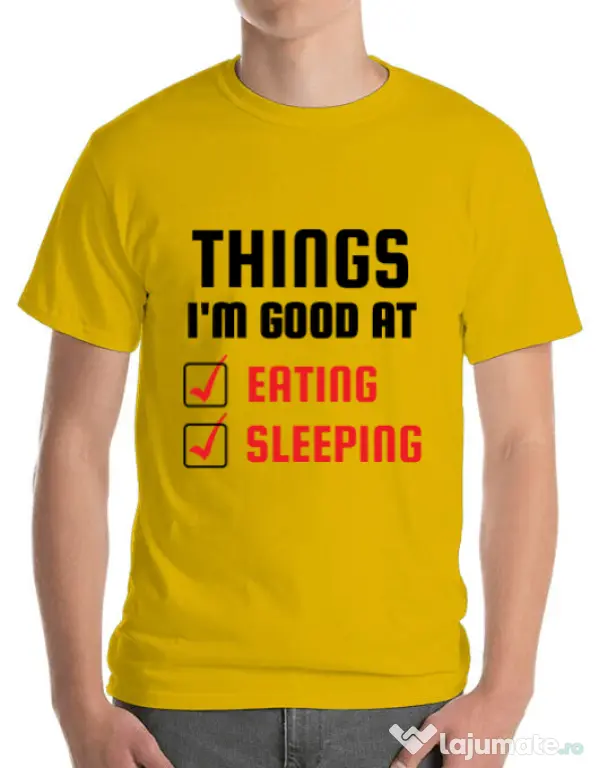 Tricou ADLER barbat Things I am good at Galben