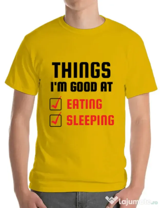 Tricou ADLER barbat Things I am good at Galben