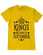 Tricou ADLER barbat Kings are born in september Galben