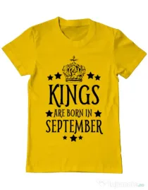 Tricou ADLER barbat Kings are born in september Galben