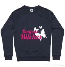 Bluza ADLER barbat Bonjour bitches Denim inchis
