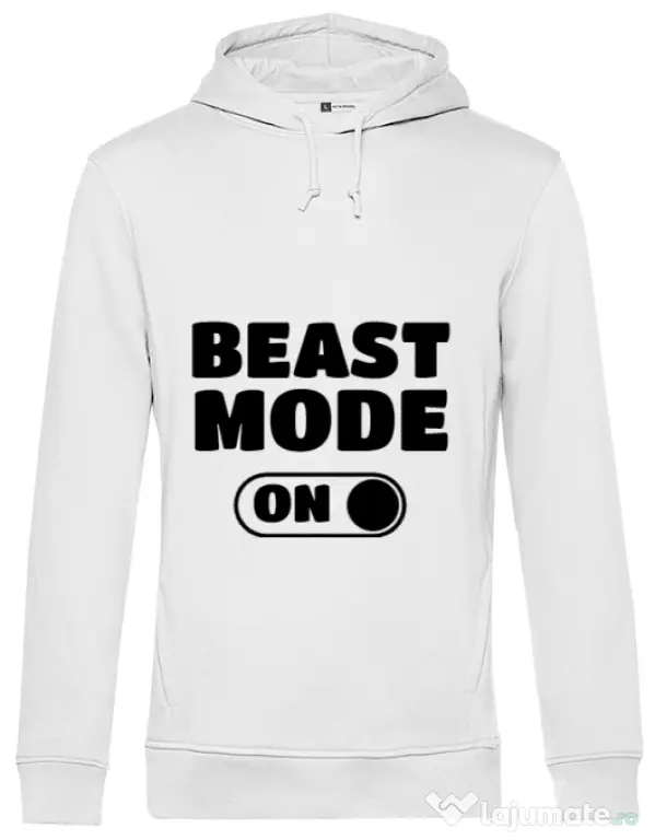 Hoodie barbat cu gluga Beast mode Alb