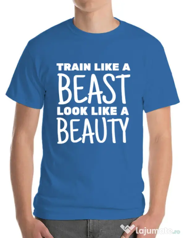 Tricou ADLER barbat Train like a beast Albastru azuriu
