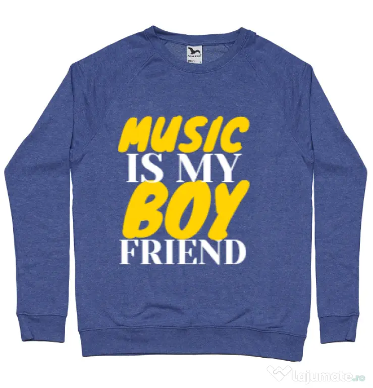 Bluza ADLER barbat Music is my boyfriend Albastru melanj