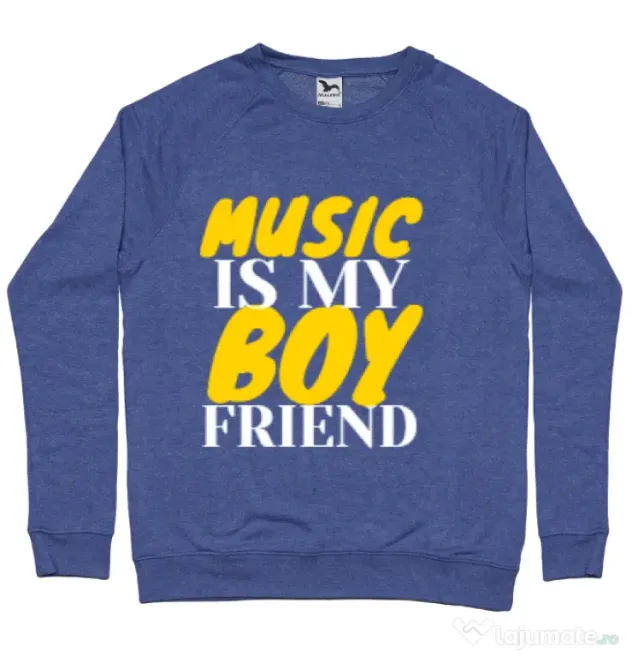 Bluza ADLER barbat Music is my boyfriend Albastru melanj