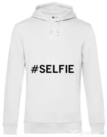 Hoodie barbat cu gluga Selfie Alb