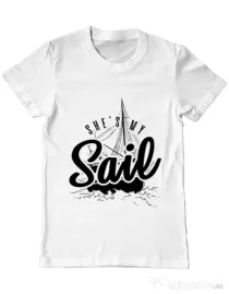 Tricou ADLER barbat She s my sail Alb