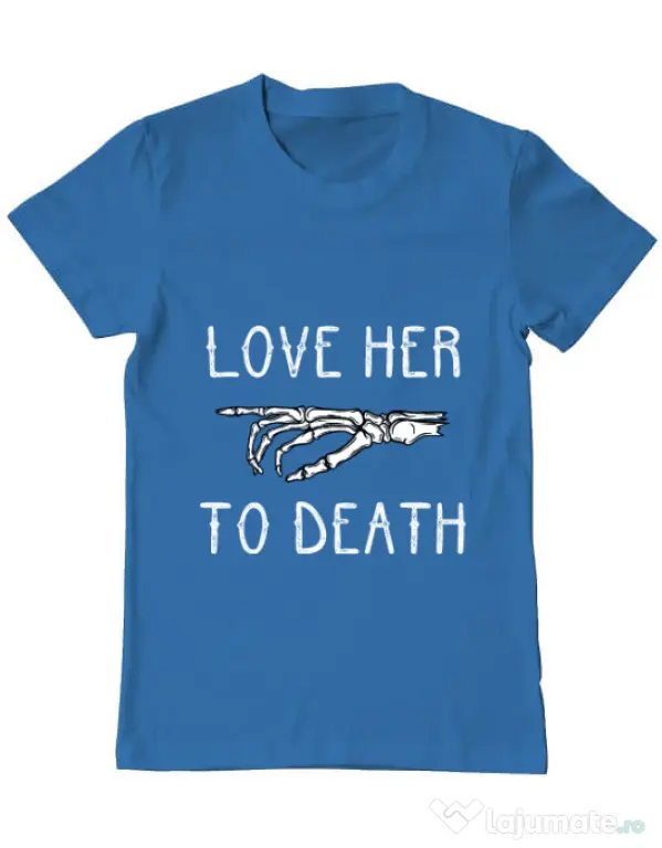 Tricou ADLER barbat Love her to death Albastru azuriu