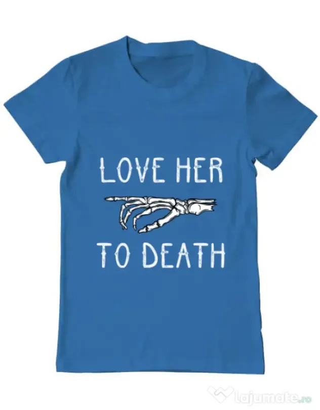 Tricou ADLER barbat Love her to death Albastru azuriu