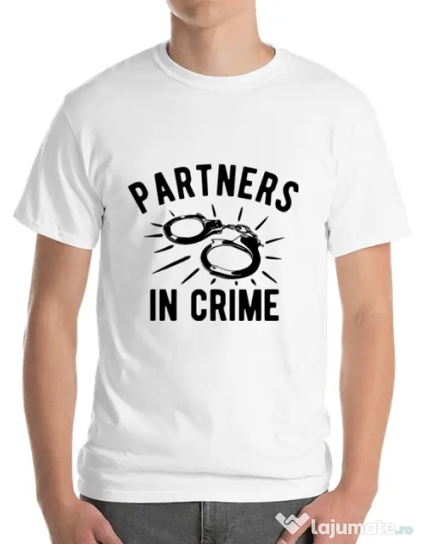 Tricou ADLER barbat Partners in crime 1 Alb