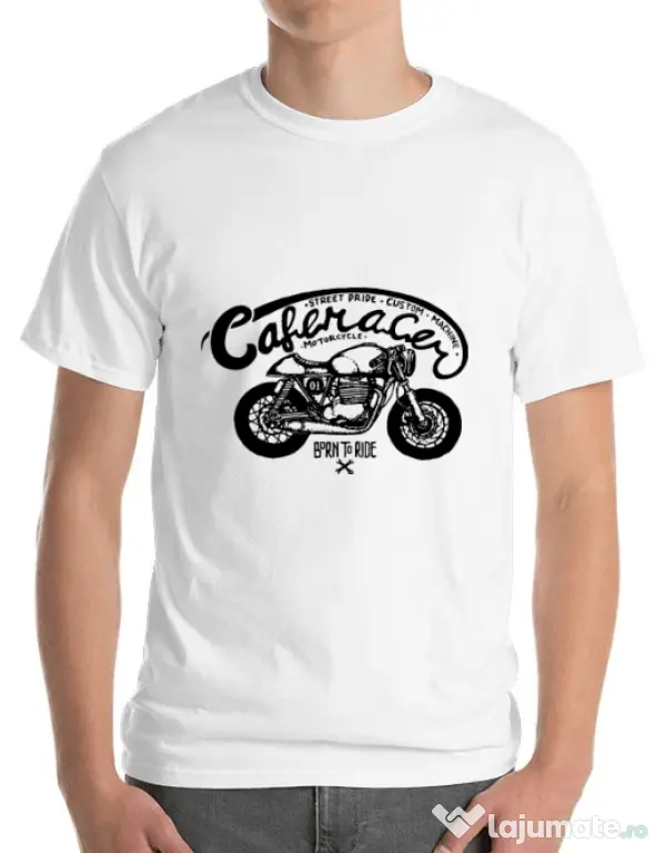 Tricou ADLER barbat Caferacer Alb