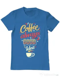 Tricou ADLER barbat Coffee is always a good idea Albastru azuriu