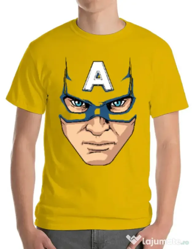 Tricou ADLER barbat Captain America Mask Galben